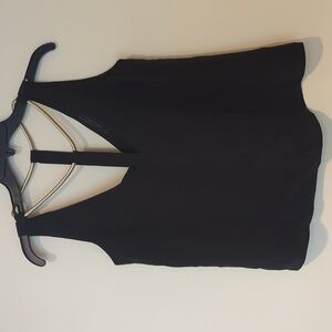 BCBG MaxAzria Black Silk Tank w/Gold Embellished Neckline, Size S